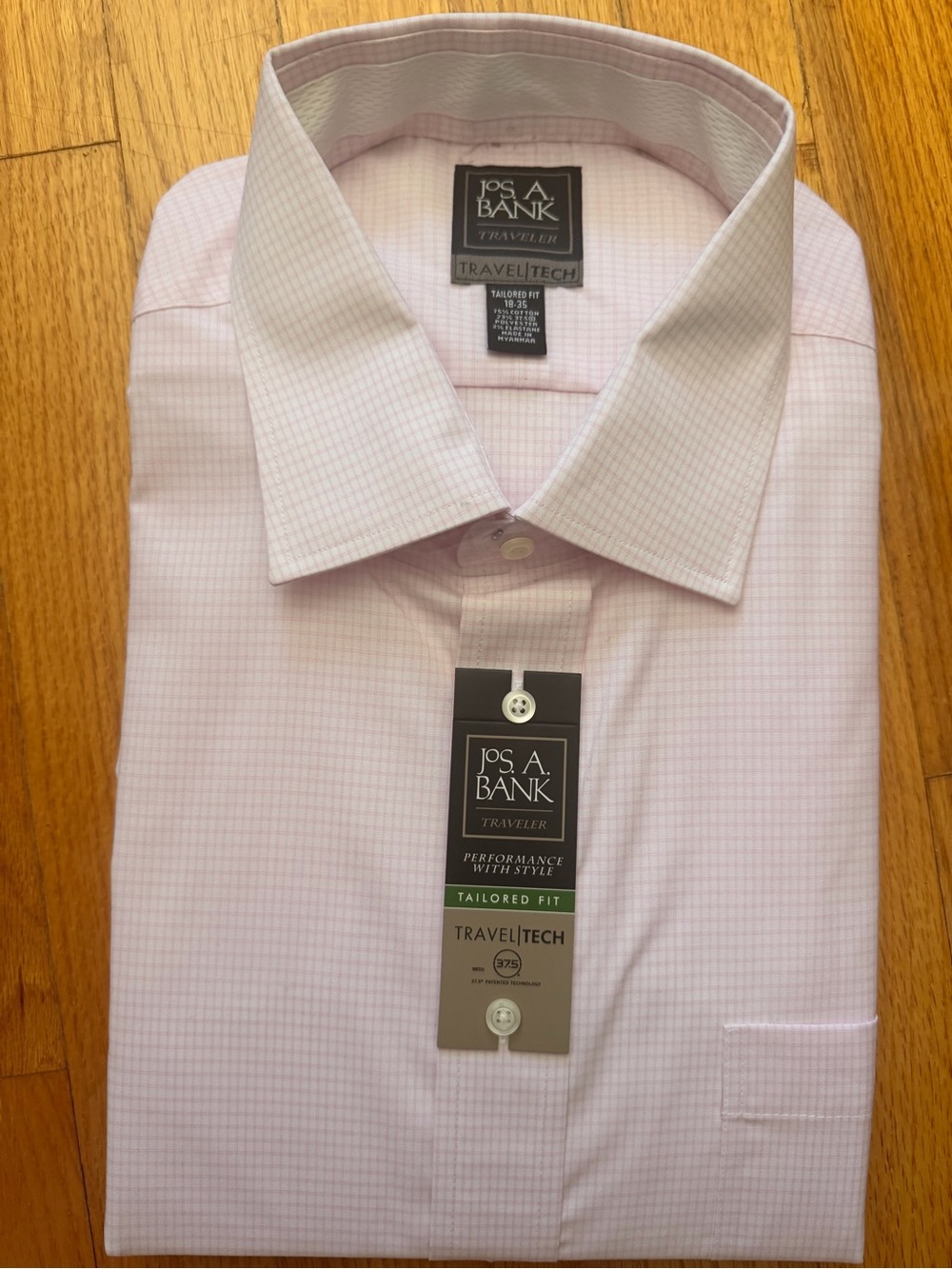 Jos. A. Bank Traveler Tailored Fit Pink Check Dress Shirt